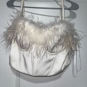 Windsor White Feather Trim Corset Top